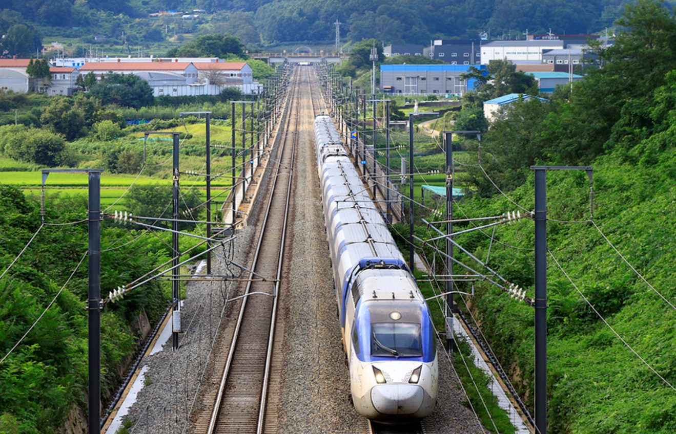 Electric train on a mainline railway